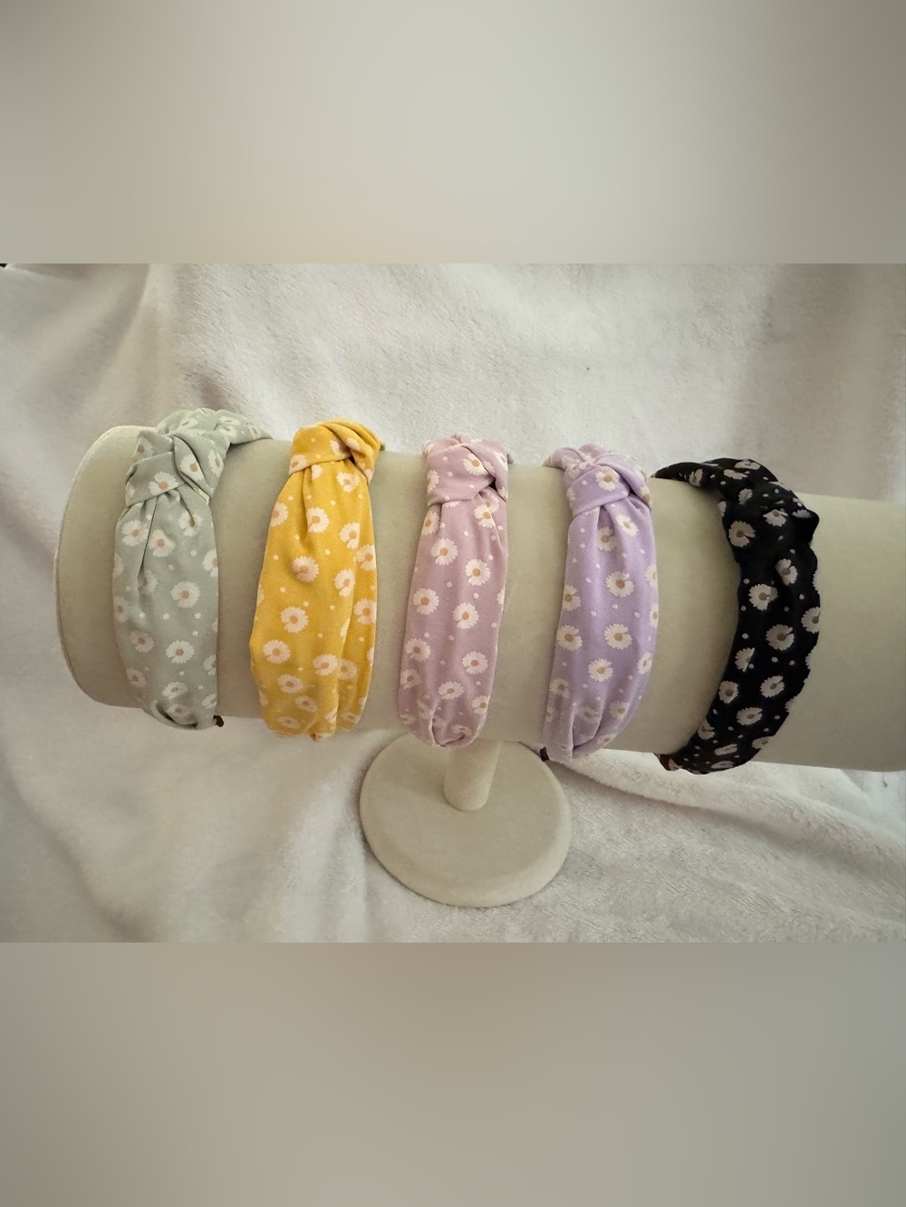 Floral Knotted Headbands - Mint Green, Yellow, Lavender, Purple & Black